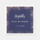 Blaue Rose Gold Glitzern Serviette (Vorderseite)