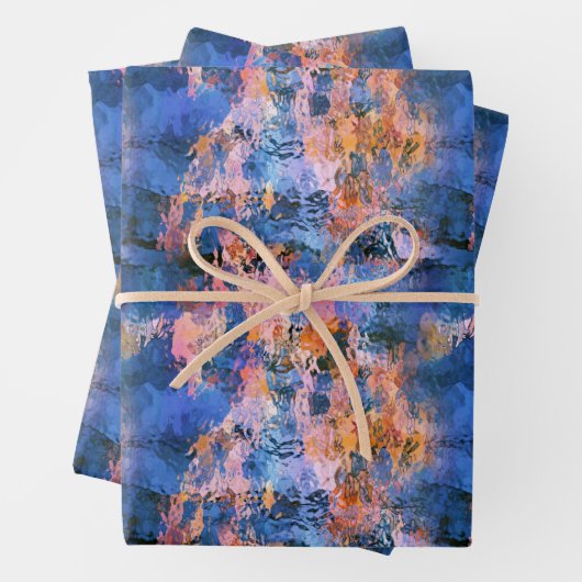 Blaue Rose Gold Orange Wasserfarbe Geschenkpapier Set (Beispiel)