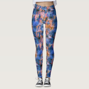 Blaue Rose Gold Orange Wasserfarbe Leggings