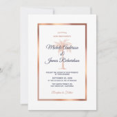 Blaue Rose Gold Palm Tree Tropische Hochzeit Einladung (Vorderseite)