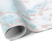 Blaue Rose Gold Pink Marmorstone Pinsel Geschenkpapier (Rolleneckpunkt)