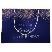 Blaue Rose Goldballons der Birthday Marine Glitzer Große Geschenktüte (Vorderseite)