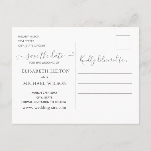 Blaue Rose Goldfolie tropische Blätter romantisch Ankündigungspostkarte (Rückseite)