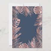 Blaue Rose Goldfolie tropische Blätter romantisch Einladung (Rückseite)