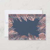 Blaue Rose Goldfolie tropische Blätter romantisch RSVP Karte (Rückseite)