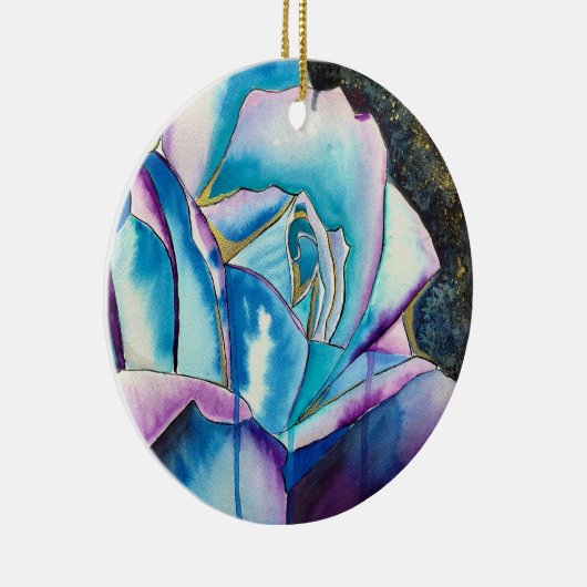 Blaue Rose Gothic Originalkunst Keramik Ornament (Rechts)