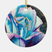 Blaue Rose Gothic Originalkunst Keramik Ornament (Vorne)