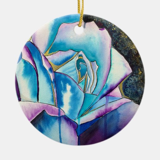 Blaue Rose Gothic Originalkunst Keramik Ornament (Vorne)