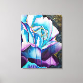 Blaue Rose Gothic Originalkunst Leinwanddruck (Vorderseite)