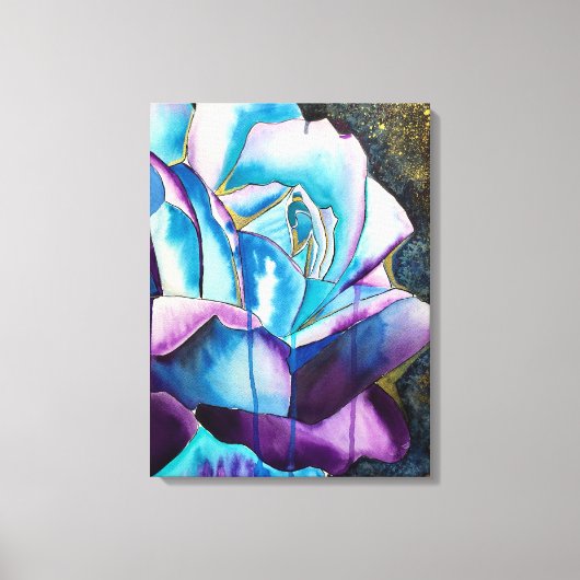 Blaue Rose Gothic Originalkunst Leinwanddruck (Vorderseite)