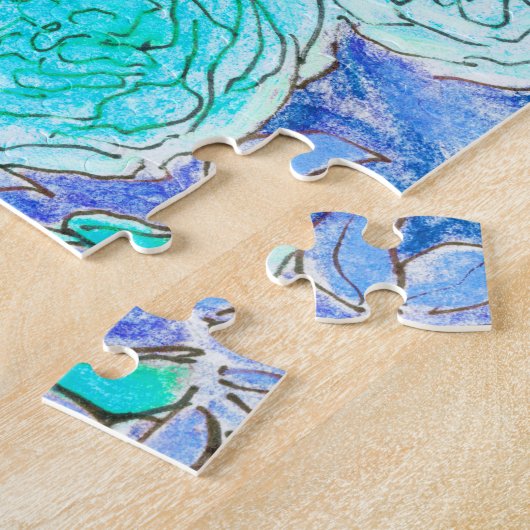 Blaue Rose, Grüne Blätter Rose Garten Sommer Blume Puzzle (Seite)