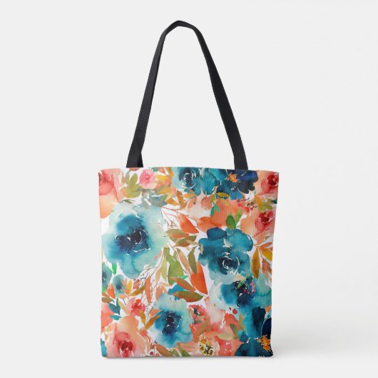 Blaue Rose Herbstflormonogramm Tasche (Rückseite)