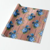 Blaue Rose Holz Rustikale Blumenbrille Geschenkpapier (Ungerollt)