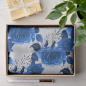Blaue Rose im weißen Dekoupage Seidenpapier (Geschenk)