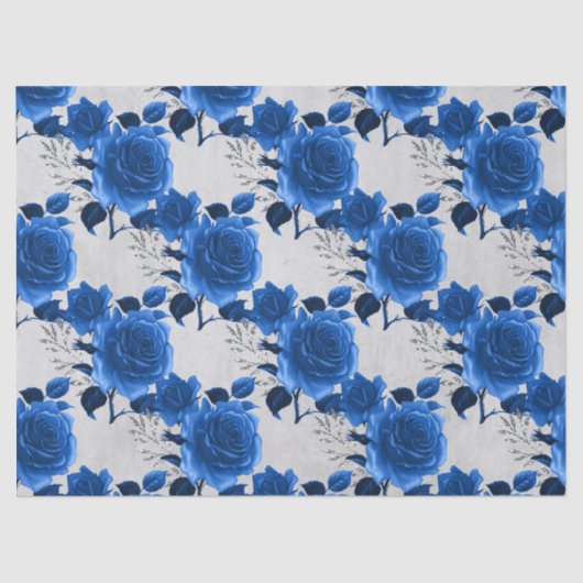 Blaue Rose im weißen Dekoupage Seidenpapier (Vorderseite)