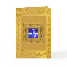 Blaue Rose in der goldenen Rahmen-Karte