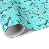 Blaue Rose in einer glänzenden Dusche Geschenkpapier (Rolleneckpunkt)