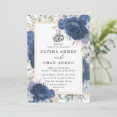 Blaue Rose Islamische Hochzeit Einladung (Stehend Vorderseite)