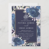 Blaue Rose Islamische Hochzeit Einladung (Vorderseite)