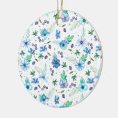 Blaue Rose Keramik Ornament (Links)