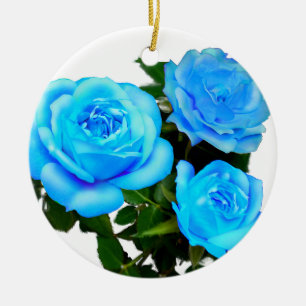 Blaue Rose Keramik Ornament