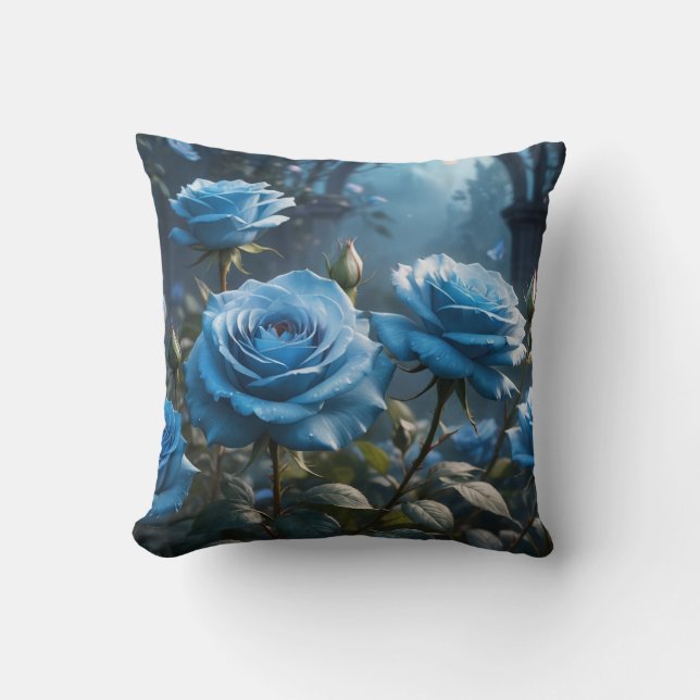 Blaue Rose Kissen (Vorderseite)