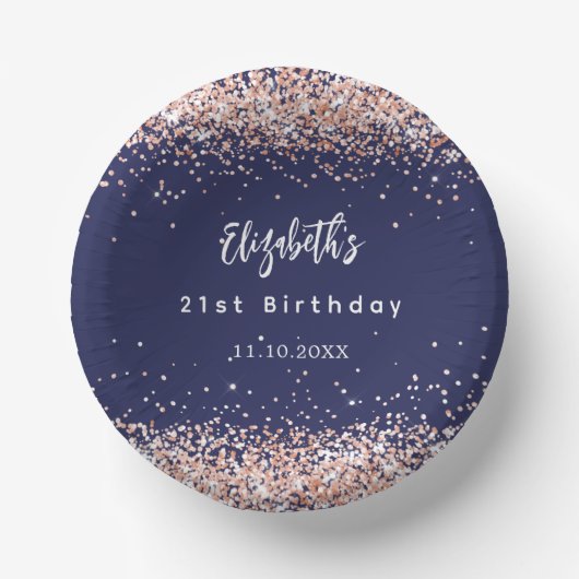 Blaue Rose Konfetti Pappteller (Vorderseite)