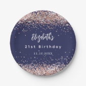 Blaue Rose Konfetti Pappteller (Vorderseite)