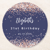 Blaue Rose Konfetti Runder Pappuntersetzer (Vorderseite)