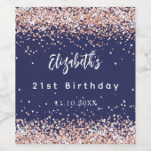 Blaue Rose Konfetti Weinetikett (Einzelnes Label)