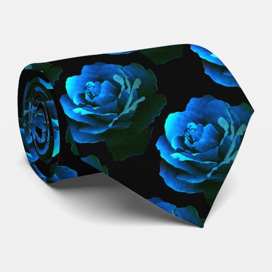 Blaue Rose Krawatte (Gerollt)