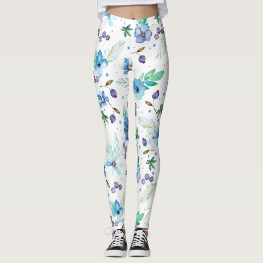 Blaue Rose Leggings (Vorderseite)