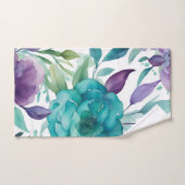 Blaue Rose Lila Aquarellblüten Badhandtuch Set (Handtuch)