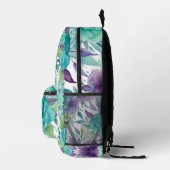 Blaue Rose Lila Aquarellblüten Bedruckter Rucksack (Rechts)