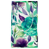 Blaue Rose Lila Aquarellblüten Kleine Geschenktüte (Vorderseite)