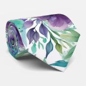 Blaue Rose Lila Aquarellblüten Krawatte (Gerollt)