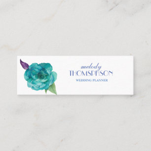 Blaue Rose Lila Aquarellblüten Mini Visitenkarte