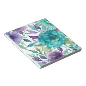 Blaue Rose Lila Aquarellblüten Notizblock (angewinkelt)