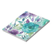 Blaue Rose Lila Aquarellblüten Notizblock (Rotiert)