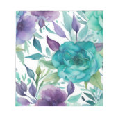 Blaue Rose Lila Aquarellblüten Notizblock (Vorderseite)