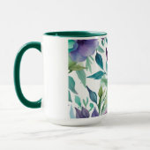 Blaue Rose Lila Aquarellblüten Tasse (Links)