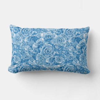 Blaue Rose Lumbar Pillow 13"x21" Lendenkissen