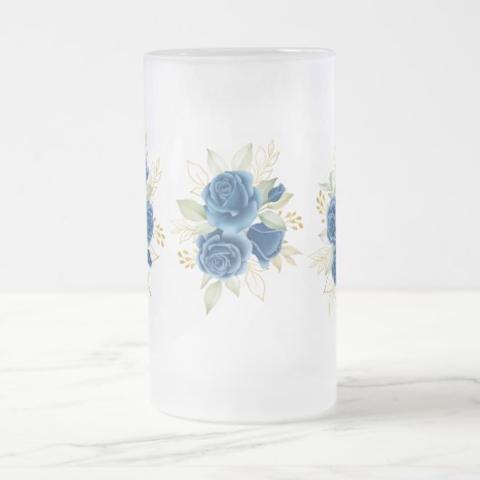Blaue Rose Mattglas Bierglas (Mittel)