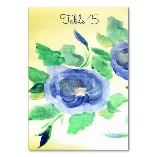 Blaue Rose mit Gelb Tischnummer (Rückseite)