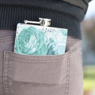 Blaue Rose mit Lace Flachmann