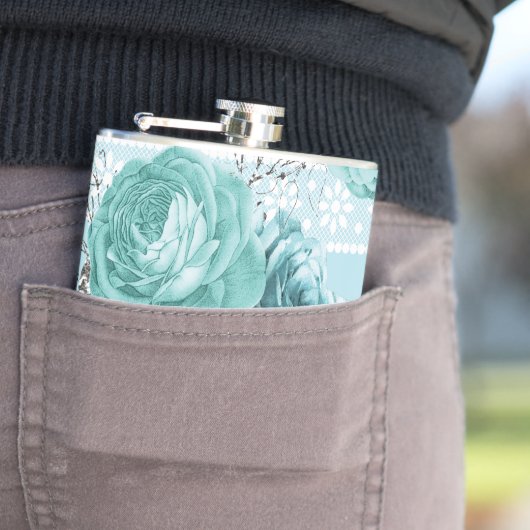 Blaue Rose mit Lace Flachmann (Beispiel)