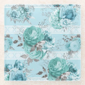 Blaue Rose mit Lace Glasuntersetzer (Vorderseite)