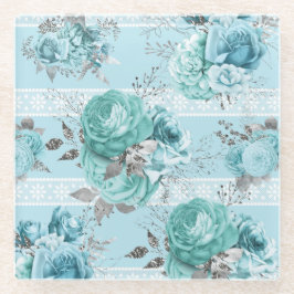 Blaue Rose mit Lace Glasuntersetzer