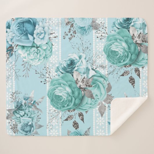 Blaue Rose mit Lace Sherpadecke (Vorderseite (Horizontal))