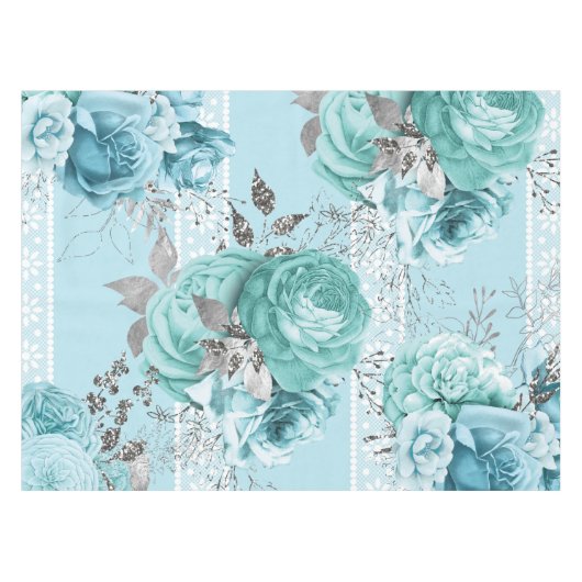Blaue Rose mit Lace Tischdecke (Vorderseite (Horizontal))